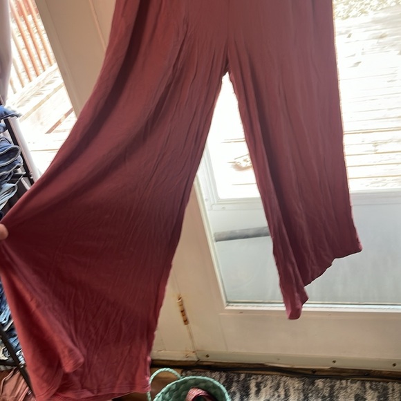 Zig Zag Stripe rose/mauve romper, short sleeve cropped wide legs sz Medium - Picture 2 of 11